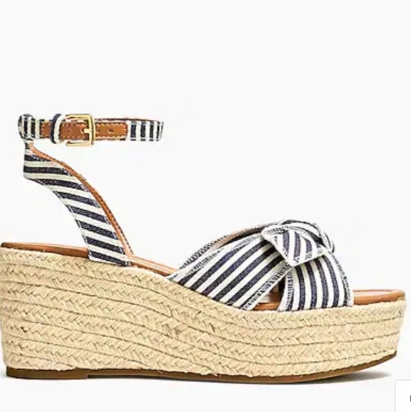 J CREW SIZE 9 CANVAS BOW FLATFORM ESPADRILLES - Picture 3 of 5